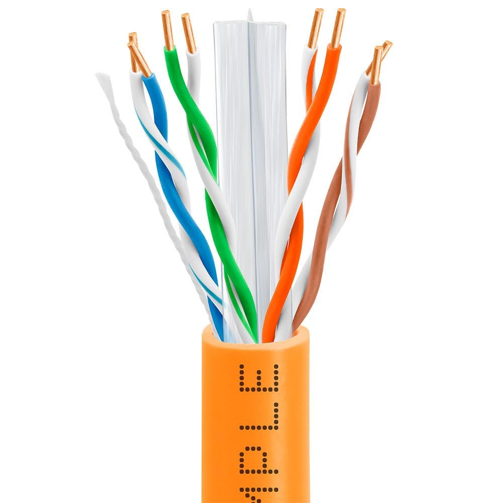 Cmple   Cat6 Cable 1000Ft Bulk Lan Ethernet Cat 6 Wire Network Utp 23Awg Cmr Riser 10Gbps 550 Mhz Pull Box 1000 Feet   Orange
