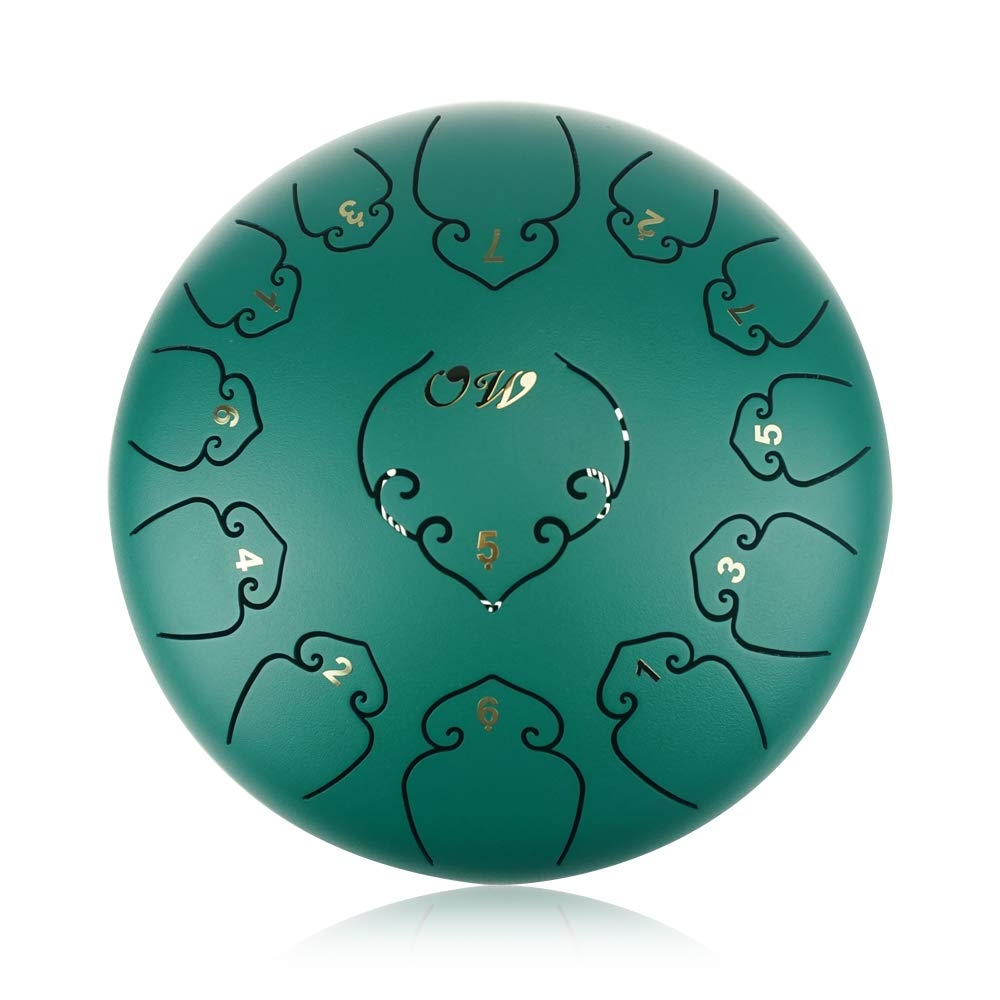 inchOcarinawindinch 12 Inches Steel Tongue Drum Green 13 Notes,C Major,With Padded Drum Bag And Couple Of Mallets, Beautifully Designe