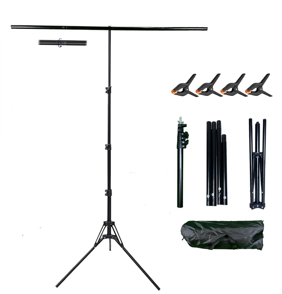 5x6.5ft Portable Backdrop Kit with Stand - Includes Carry Bag & Clamps, Foldable Green ScreenBackground for Streaming, Video Rec