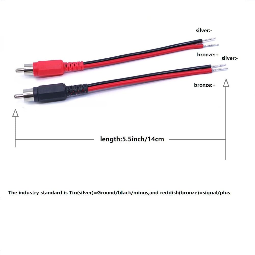 Adapter Cable From Speaker Wires To Rca Plug   Rca Plug Cable   Rca Plug Adapter, Speaker Wire With Rca Males   Black/Red