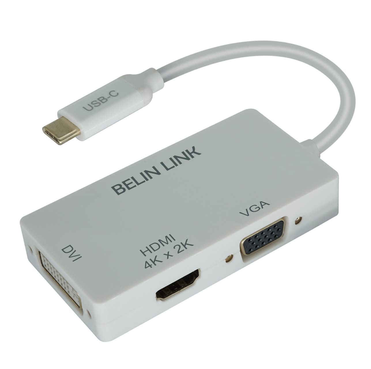 Belin Link Usb C To Dvi Adapter 3 In 1 Type C To Vga Adapter Adapter For Hdmi/Vga/Dvi To Usb Compatible Thunderbolt 3 With Gold 