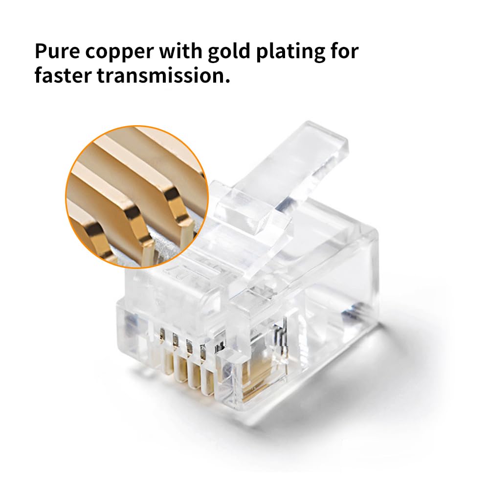 Xanham Rj11 6P4C Connectors(50 Pieces Pack) Telephone Line Cable Wire Male Plug, Av00204