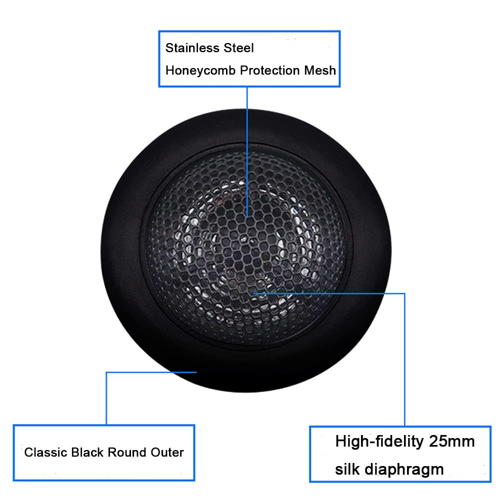 Cydzsw 1 Inch Tweeters For Car Audio,Door Speakers,Super Tweeter Pods Component Cars Parts Black(Pair),Ct 001,Wired Connection