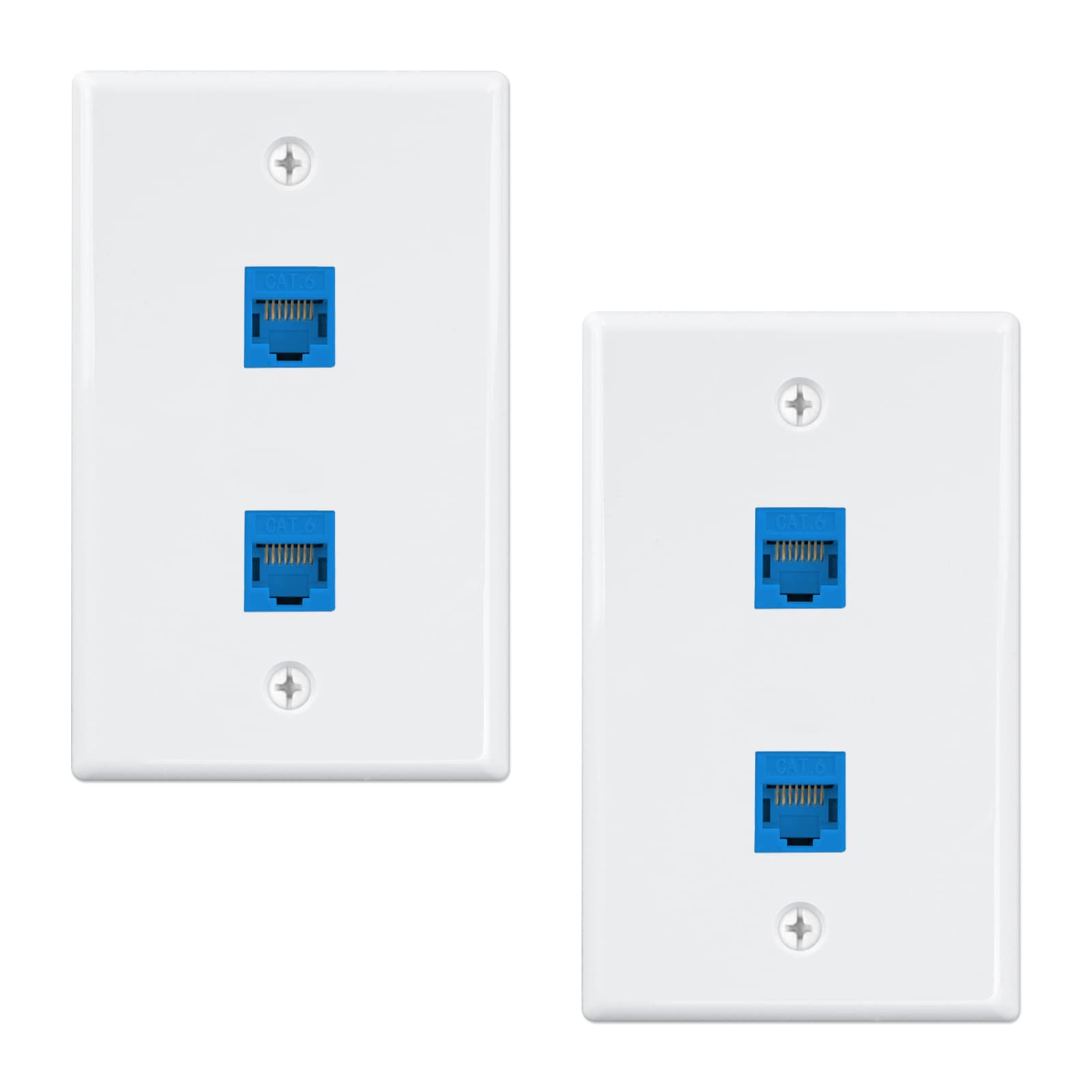 Iwillink (2 Pack) 2 Port Ethernet Wall Plate, Keystone Jack Wall Plate With Rj45 Keystone Inline Coupler Insert, Female To Femal