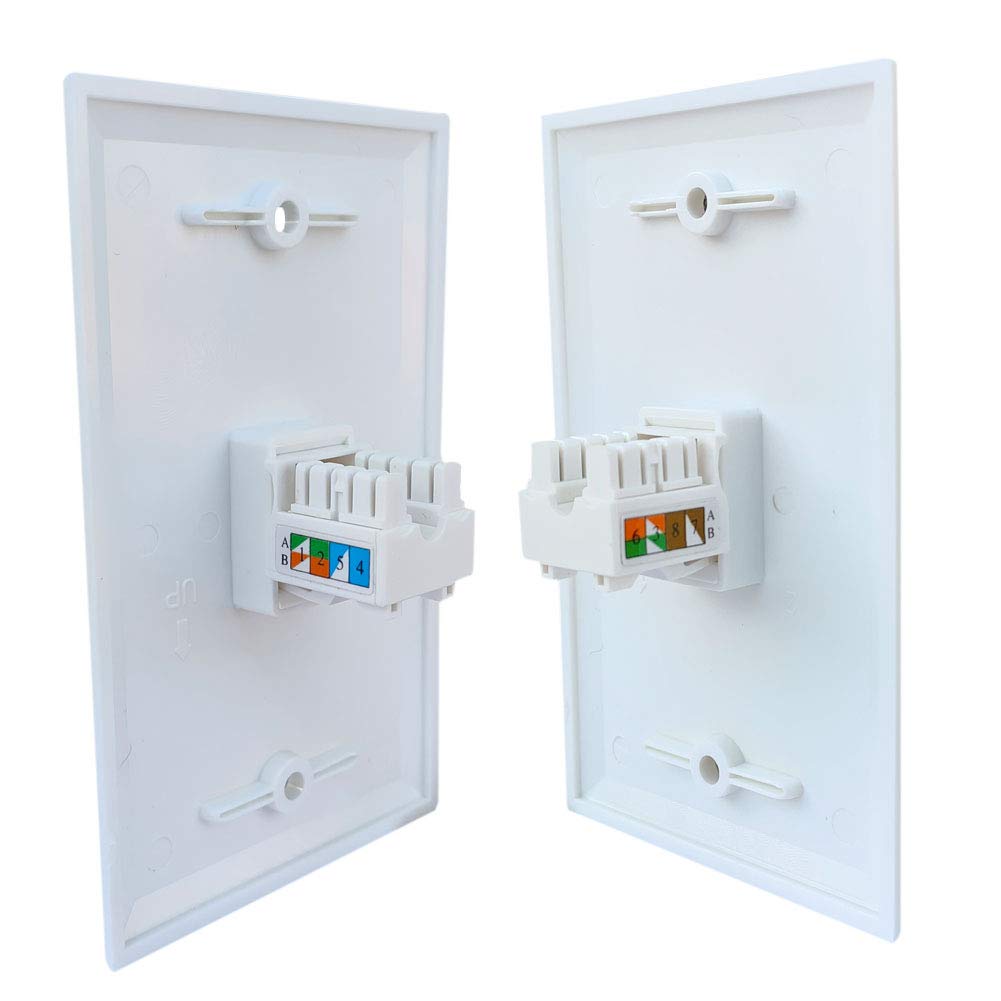 Boplat 1 Port Cat6 Ethernet Punch Down Jack Wall Plate With Tool   1 Gang Cat 6 Rj45 Keystone Jack Punchdown Cover Plate For Cat