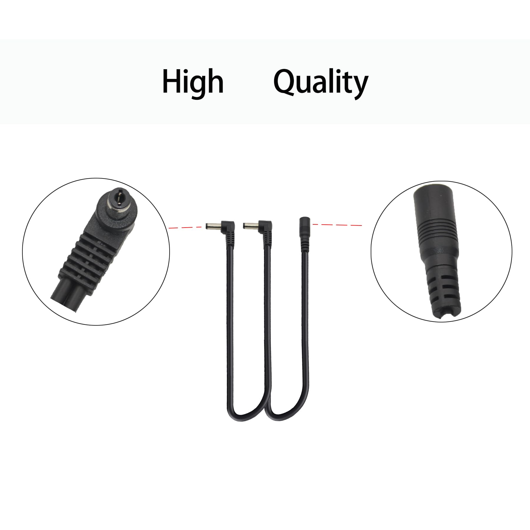 1 To 2 Way Daisy Chain Cable Guitar Effect Pedal Power Supply Splitter Cable Adapter Power Cable Black 2Pcs