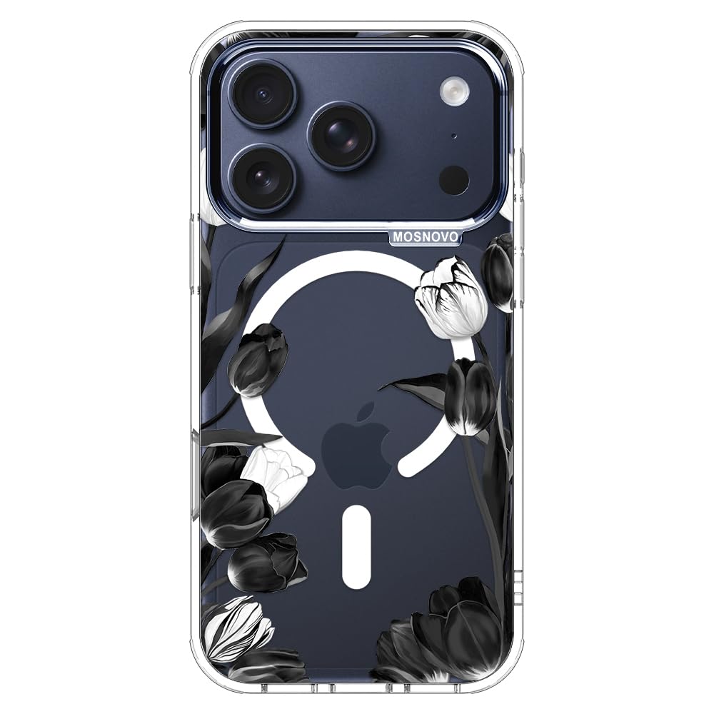 MOSNOVO for iPhone 17 Pro Case | Compatible with Magsafe | Military Grade 6.6ft Drop Tested | Camera Control | Clear with Black 