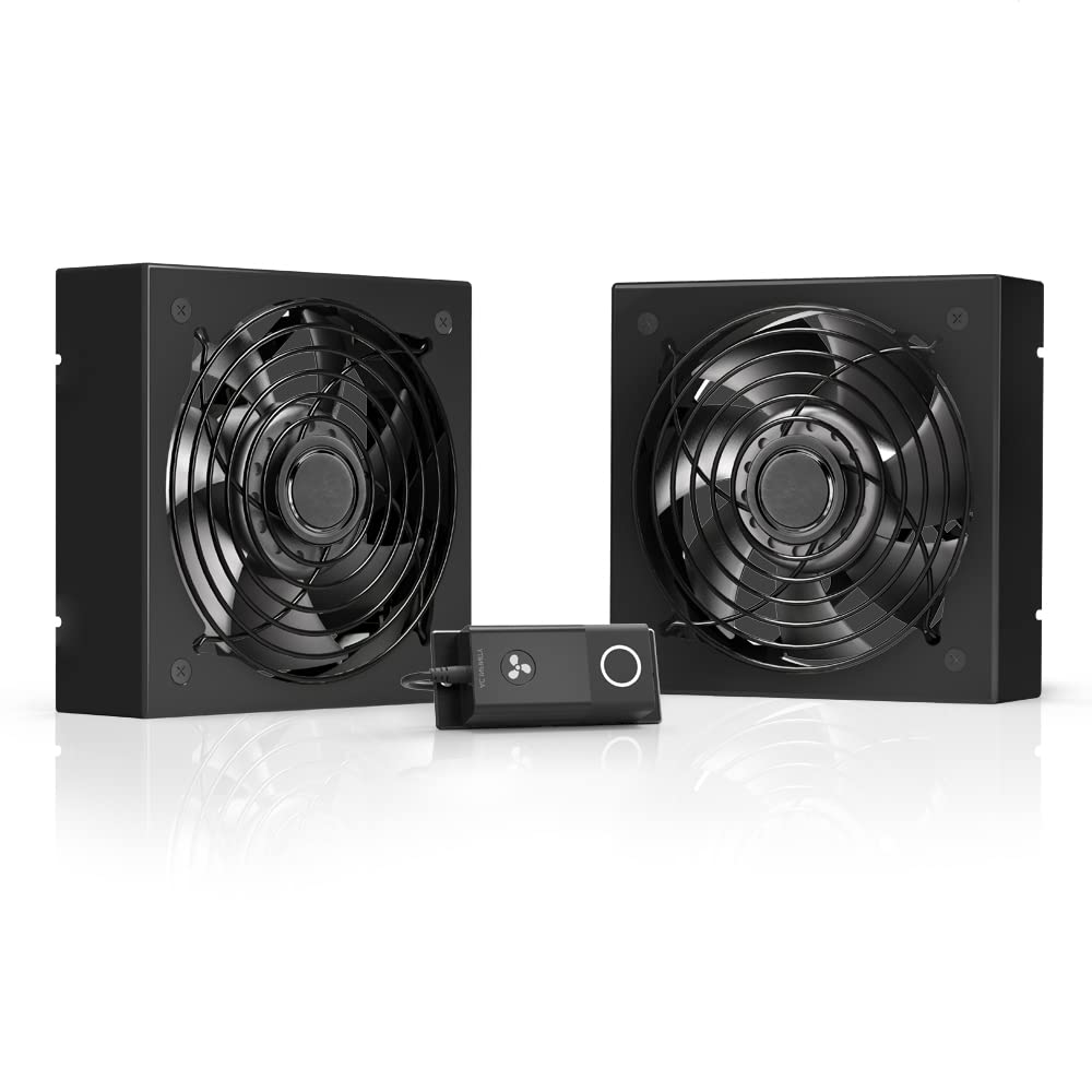 AC Infinity Rack ROOF Fan KIT, Quiet Dual-Fans with Speed Controller, for Cooling AV, Home Theater, Network 19    Racks