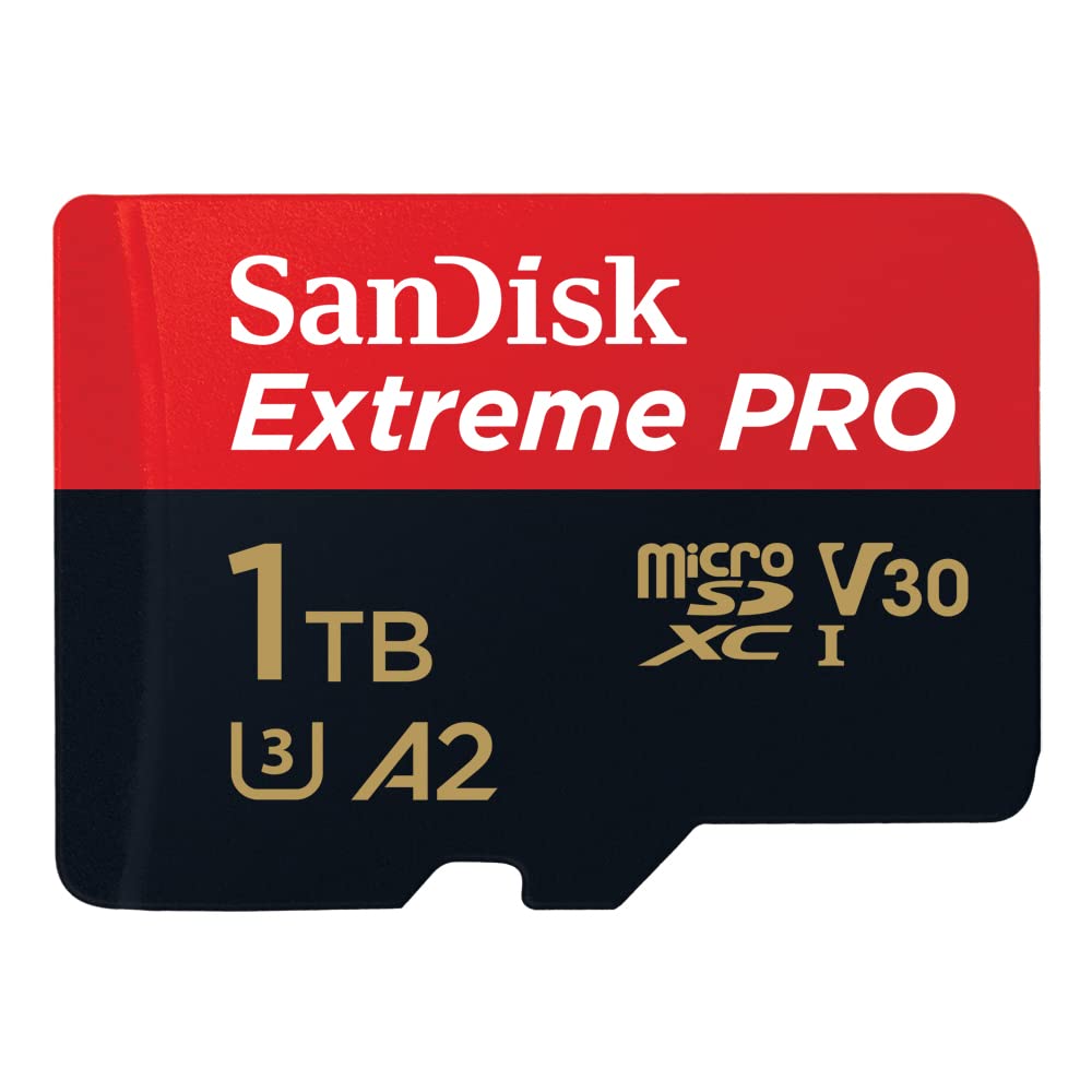 SanDisk Extreme PRO microSDXC UHS-I Memory Card 1 TB + Adapter & RescuePRO Deluxe (for Smartphones, Action Cameras or Drones, A2