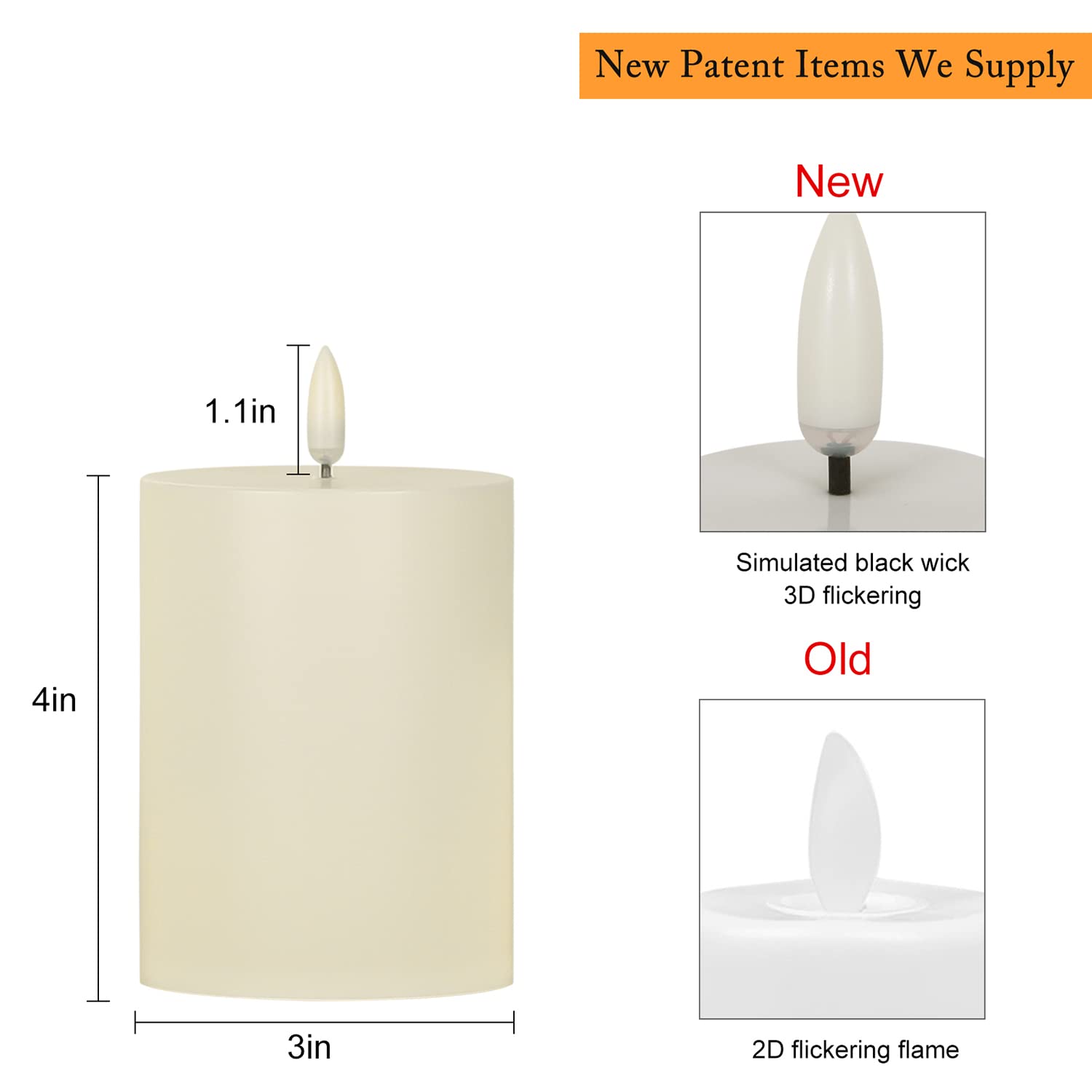 Angelloong Outdoor Flameless Candles With Timer Waterproof, Battery Operated Candles With Flickering Flame, Set Of 2 Electric Le