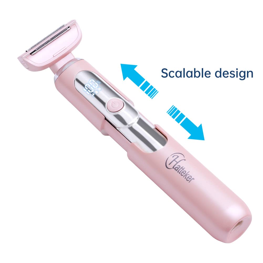 Hatteker Electric Lady Shaver Razor Wet And Dry Waterproof Bikini Trimmer For Women Rechargeable Legs Underarms Public Hair Pain