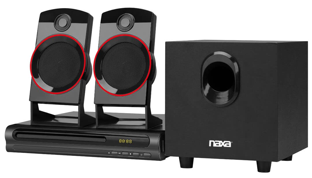 Naxa Nd-863 2.1 Channel Home Theater Dvd Player And Speaker Surround Sound System, Black