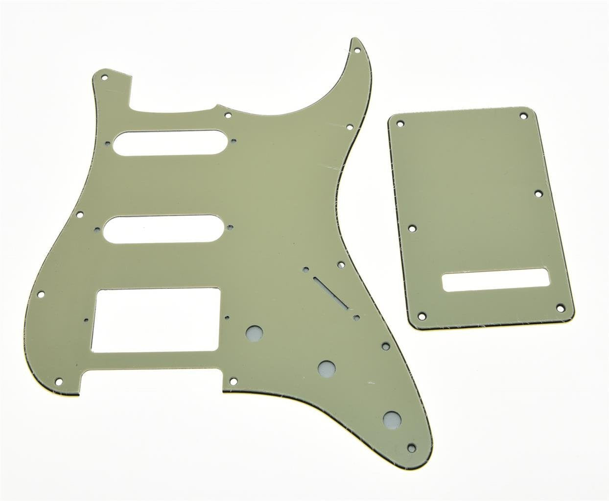 KAISH 11 Hole ST/Strat Style Pickguard HSS Pick Guard with ST Back Plate Tremolo Trem Cover for USA/Mexico Stratocaster/Strat Ag