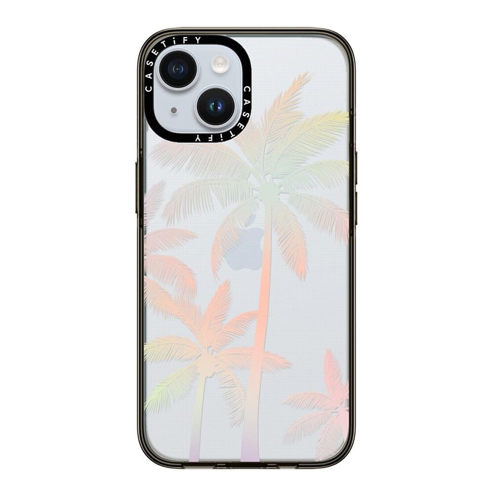 Casetify Compact Case For Iphone 15 [2X Military Grade Drop Tested / 4Ft Drop Protection]   Modern Tropical Palm Tree   Clear Bl