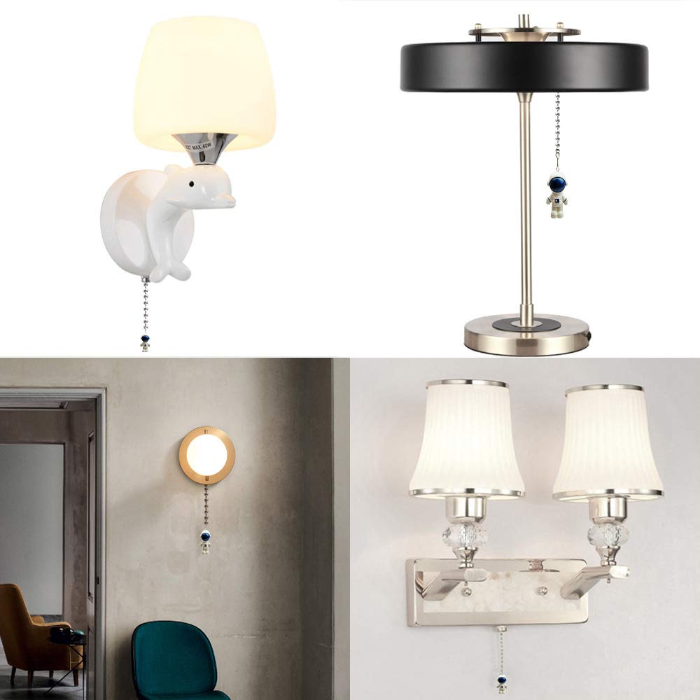 Hyamass 12 Inch Mini Blue Spaceman Charm Pendant Ceiling Fan Danglers Fan Pulls Chain Extender With Ball Chain Connector