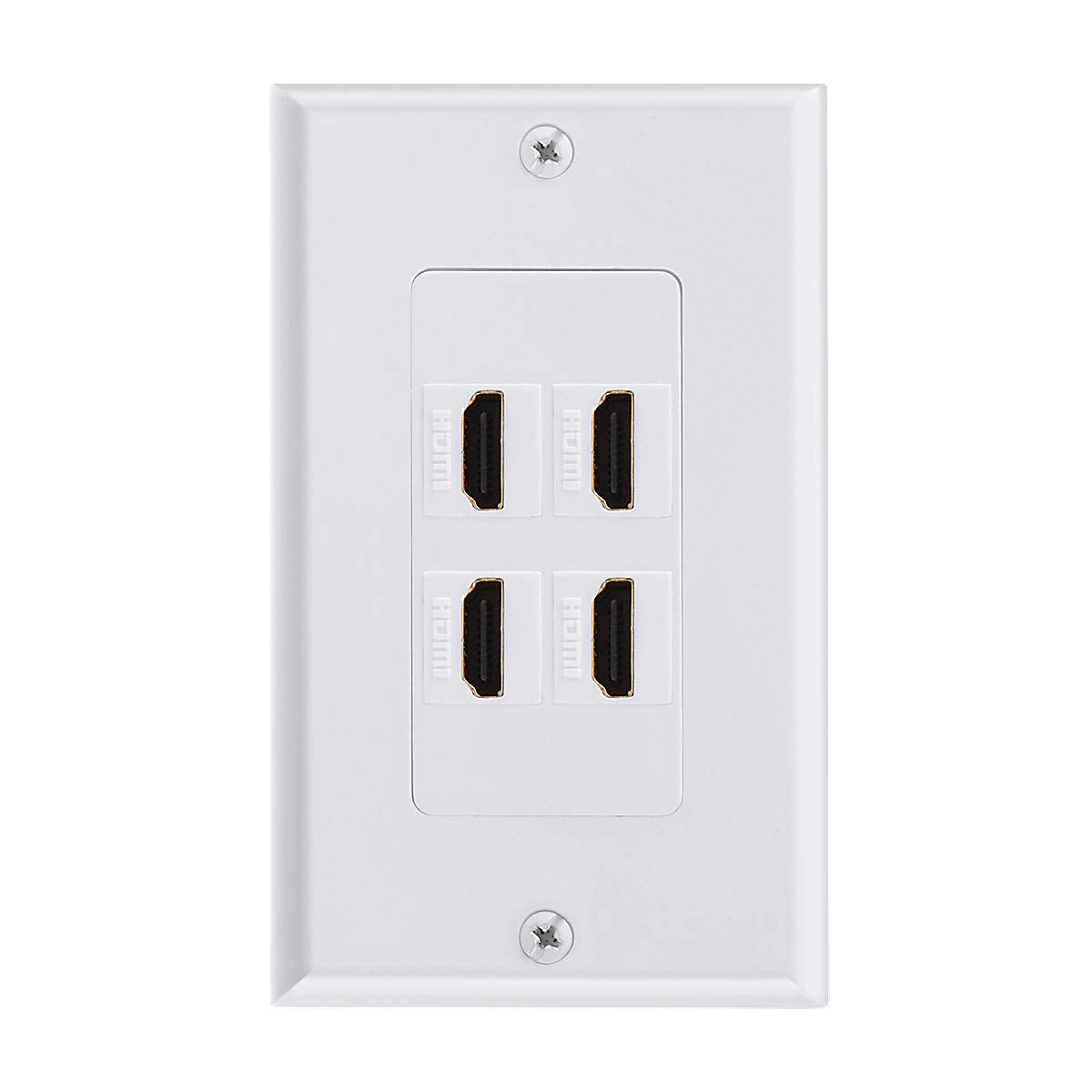 Teninyu Hdmi Wall Plate 4 Port, Hdmi Socket Plug Insert Jack Outlet Panel Mount Support 4K 60Hz Hdr 1080P 3D Ethernet Built In H