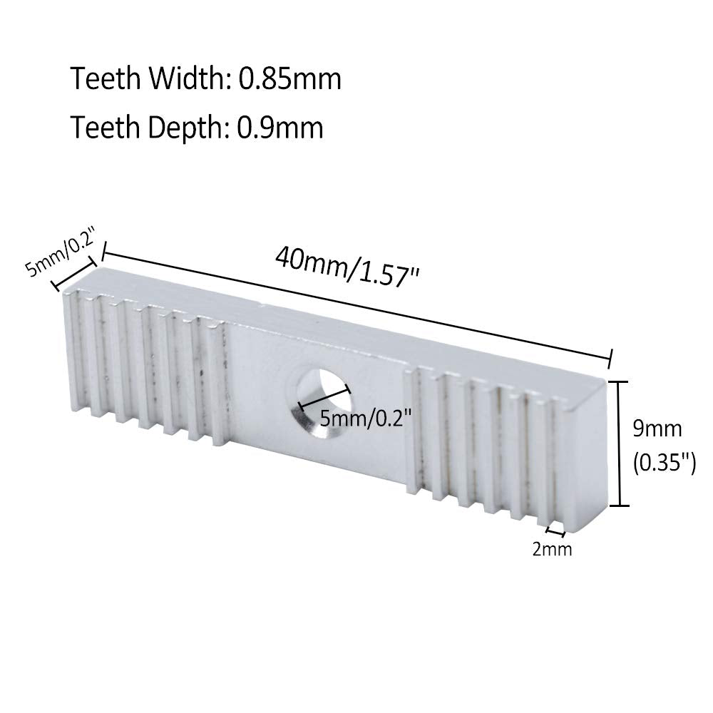 Eilumduo 10Pcs 9X40Mm Gt2 Timing Belt Fixing Piece 2Gt Timing Belt Aluminum Gear Clamp Mount Block For 3D Printers