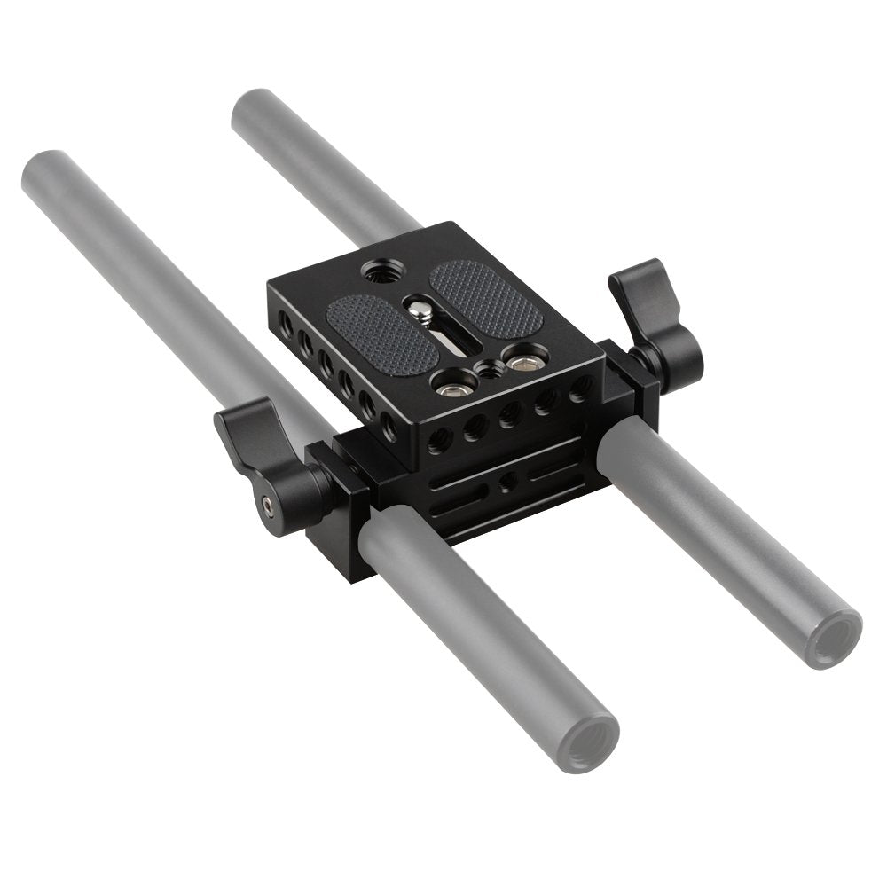 Camvate Camera Baseplate With 15Mm Railblock For Dslr Rig 15Mm Rod Rail Support System   1236