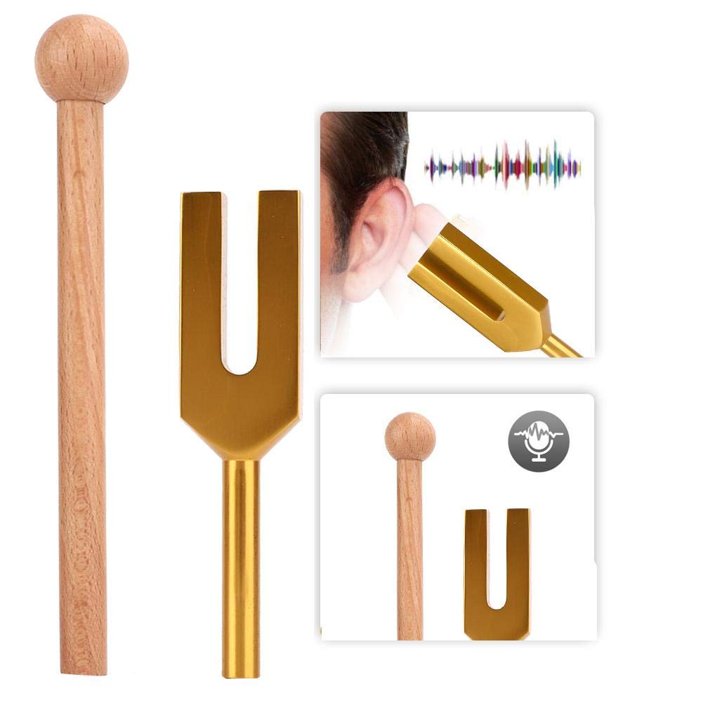 4096 Hz Tuning Forks Set, Gold Aluminum Tuning Fork Sound Healing Therapy Medical Tool With Wooden Hammer For Dna Repair, Reliev