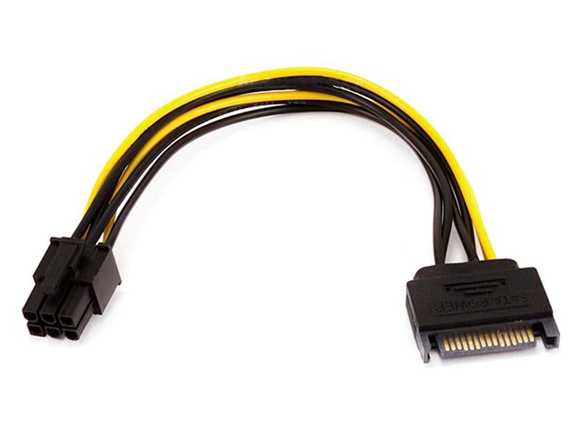 Monoprice Sata Cable   0.67 Feet   Black | Sata 15Pin To 6Pin Pci Express Card Power Cable