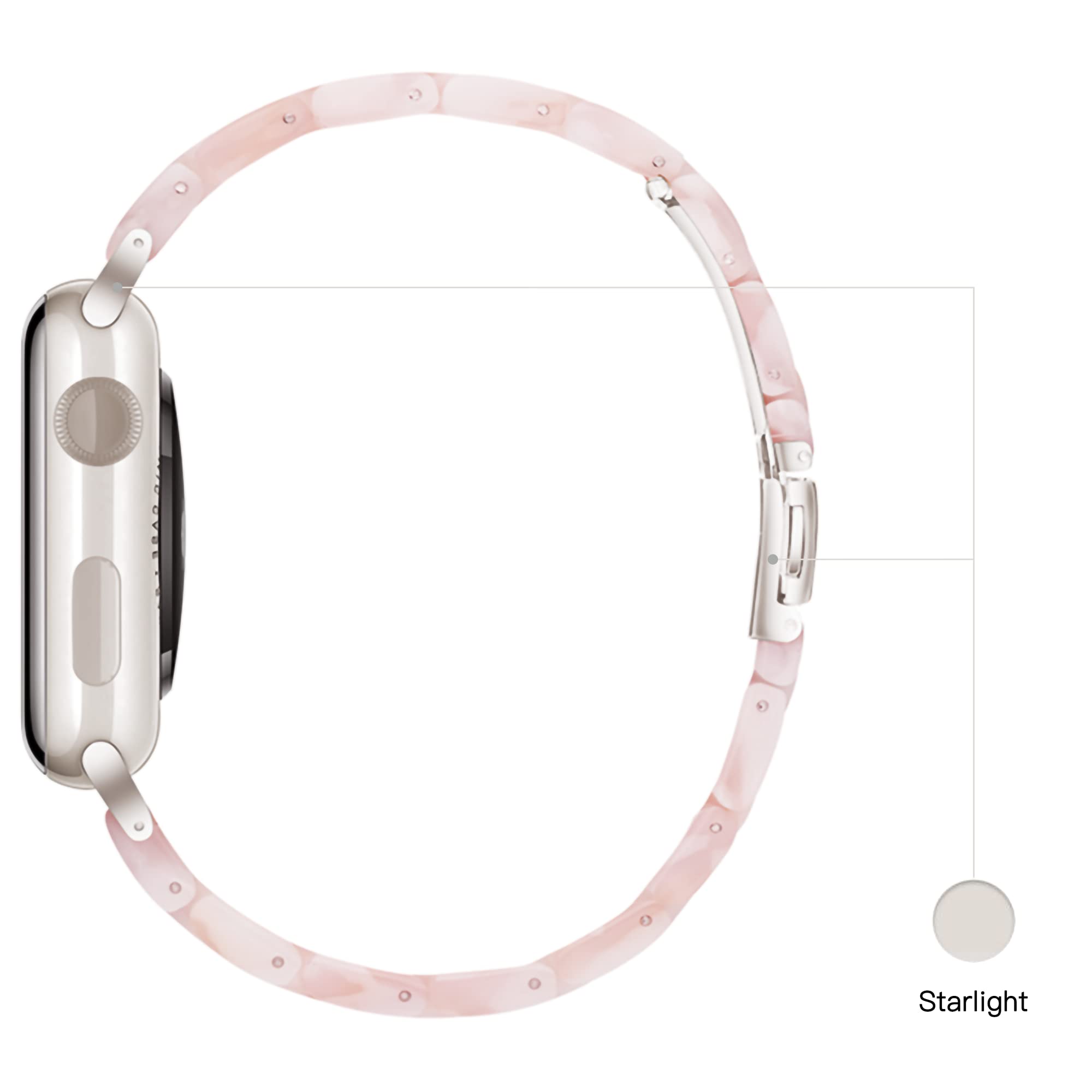 Light Apple Watch Band Fashion Resin Apple Watch Series 10 Series 9 Series 8 Band,Iwacth Bands,Apple Watch Bands 46Mm For Women,