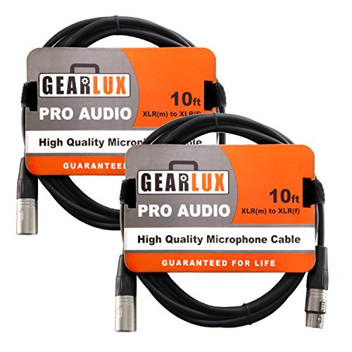 Gearlux Xlr Microphone Cable Male To Female 10 Ft Fully Balanced Premium Mic Cable   2 Pack