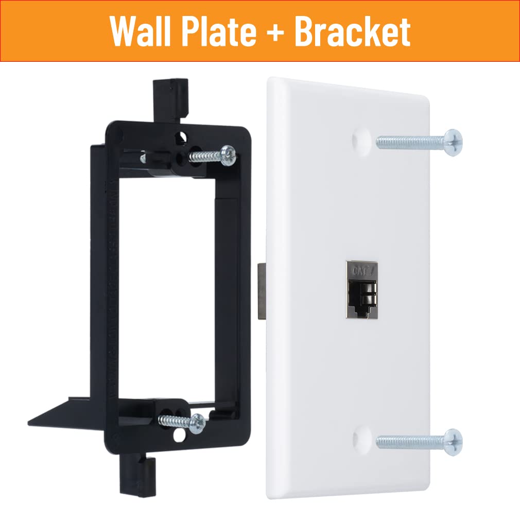Yoemely Rj45 Wall Plate 1 Port, (White,2 Pack), Cat7 Female To Female Metal Shielded Keystone Coupler, With Single Gang Low Volt
