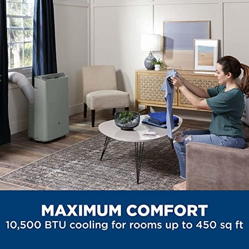 Ge 10,500 Btu Smart Portable Air Conditioner For Medium Rooms Up To 450 Sq Ft, 3 In 1 With Dehumidify,Fan And Auto Evaporation,D