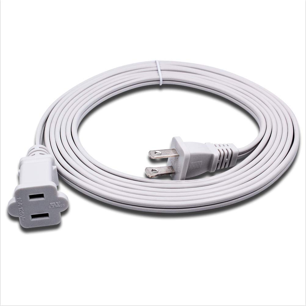 2 Prong Extension Power Cord 10Ft