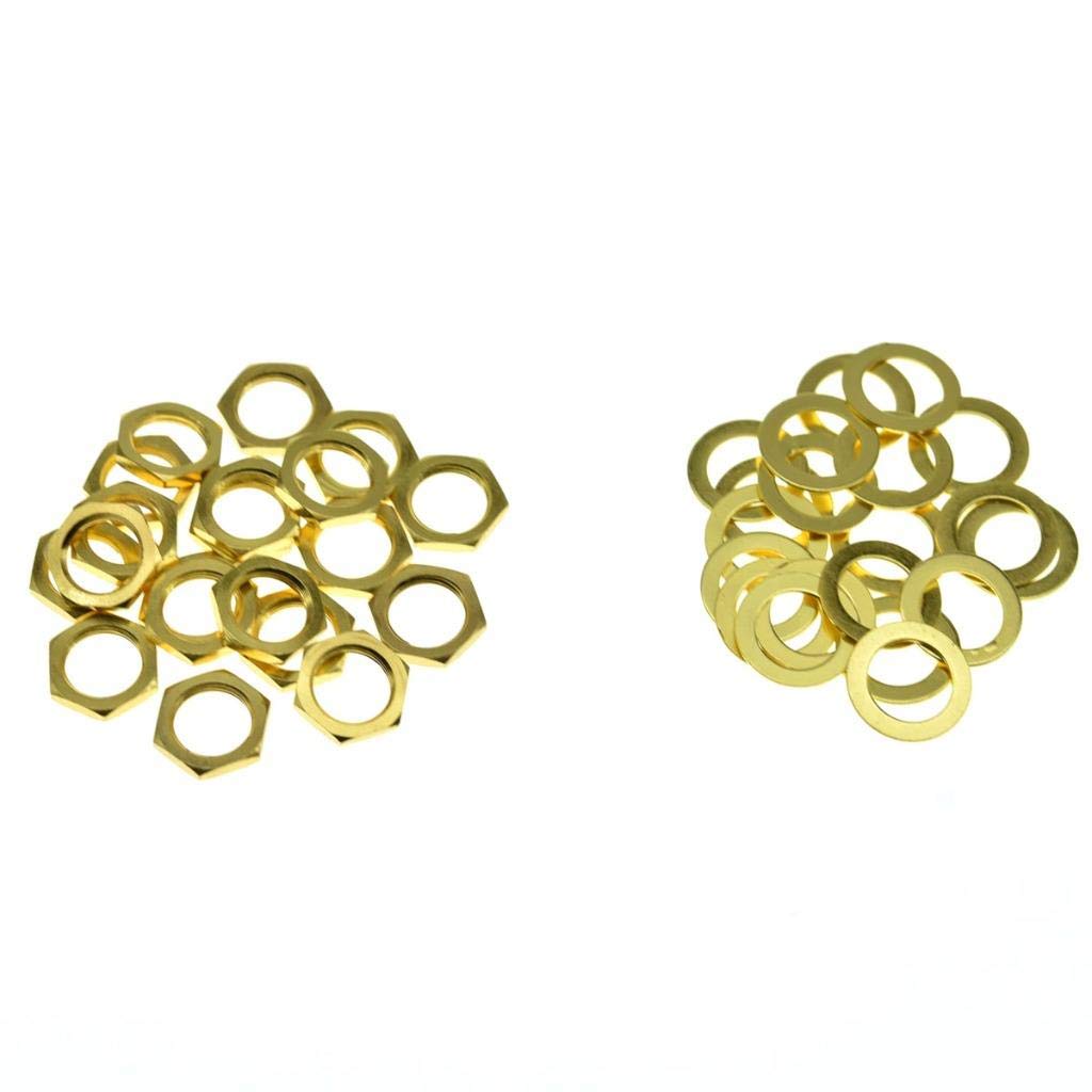 Dopro 20* Guitar Input Output Jack Socket Nut and Washer Guitar Metric Jack Nuts for Import Guitars Gold