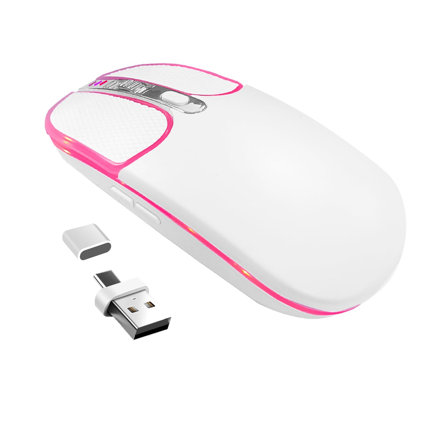 Dancesoul Leather Button Rgb Wireless Mouse,Laptop Mouse,Slim Silent Mouse Rechargeable,Usb C Mouse With Usb/Type C 2 In 1 Recei