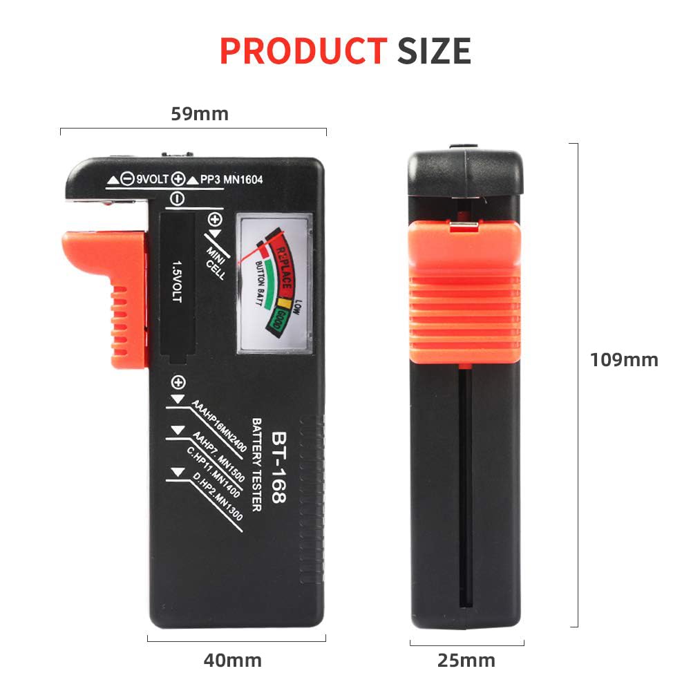 2Pcs Battery Tester Checker, Universal Battery Checker Model Bt 168For Aa Aaa C D 9V 1.5V Button Cell Batteries Smal Electrical