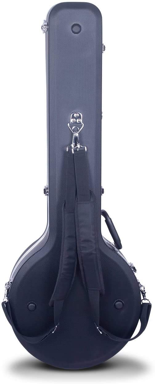 Crossrock Abs Molded Hardshell Case For 5-String Resonator Styles Of Banjos, With Interior Compartment, Backpack Style -Black (C