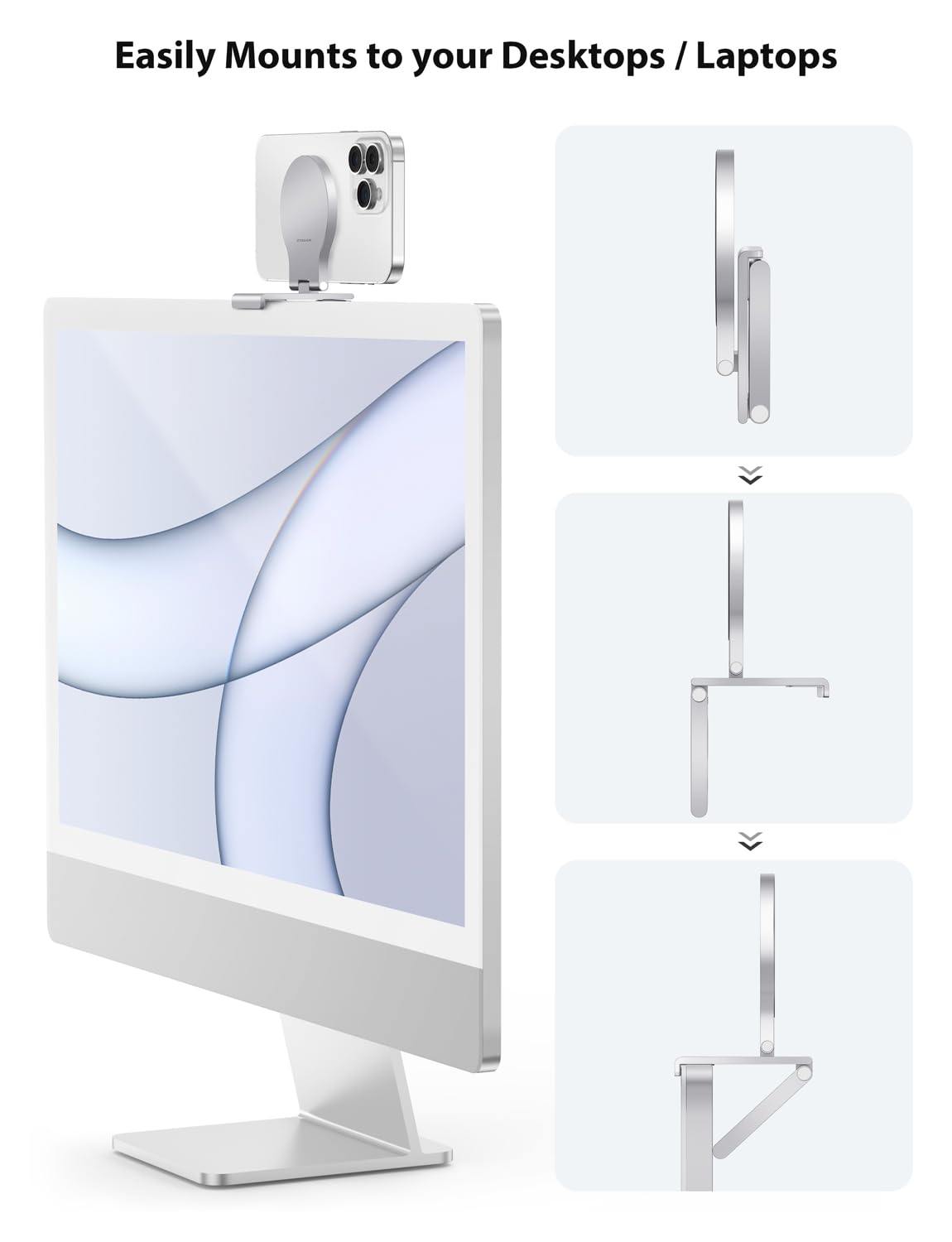 Stouchi Continuity Camera Mount For Imac, Desktop Monitor Compatible Iphone Webcam Mount With Mag-Safe