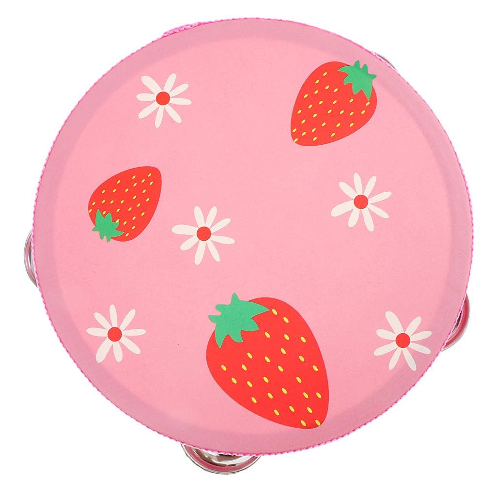 SECRET DESIRE NEW Wooden Tambourine Hand Bell Drum Musical Percusion InstrumentStrawberry