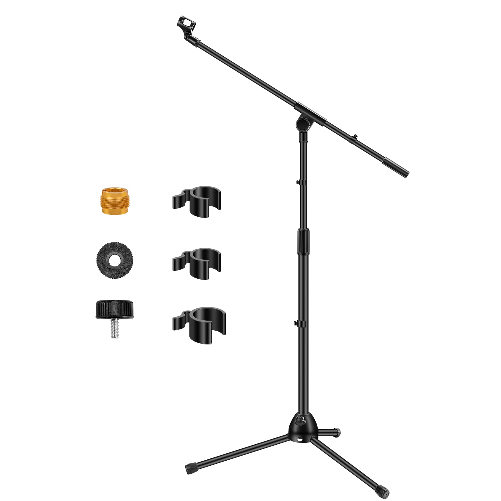InnoGear Microphone Stand, Boom Arm Mic Stand Floor Detachable Height Adjustable Heavy Duty with Mic Clip Holder Metal Base for 
