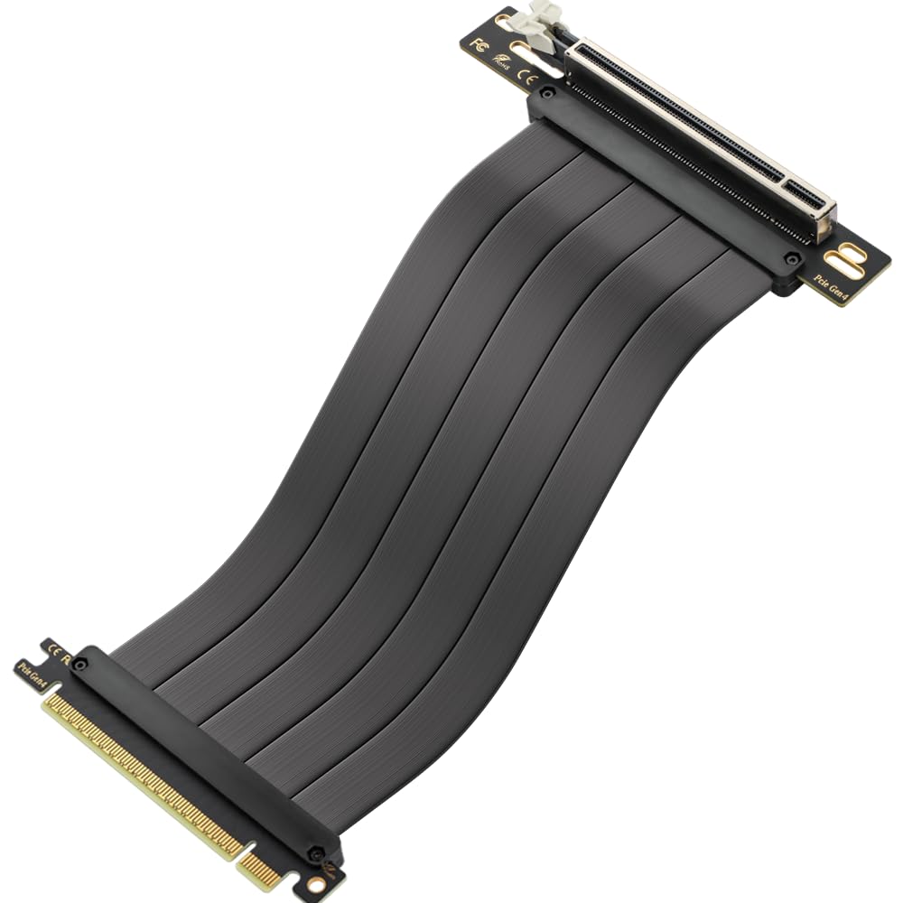 OwlTree Pcie 4.0 Riser Cable, PCIe 4.0 x16 High Speed Flexible Extension 90 Degree Adapter Compatible with 4090 4080 4070 3090 a