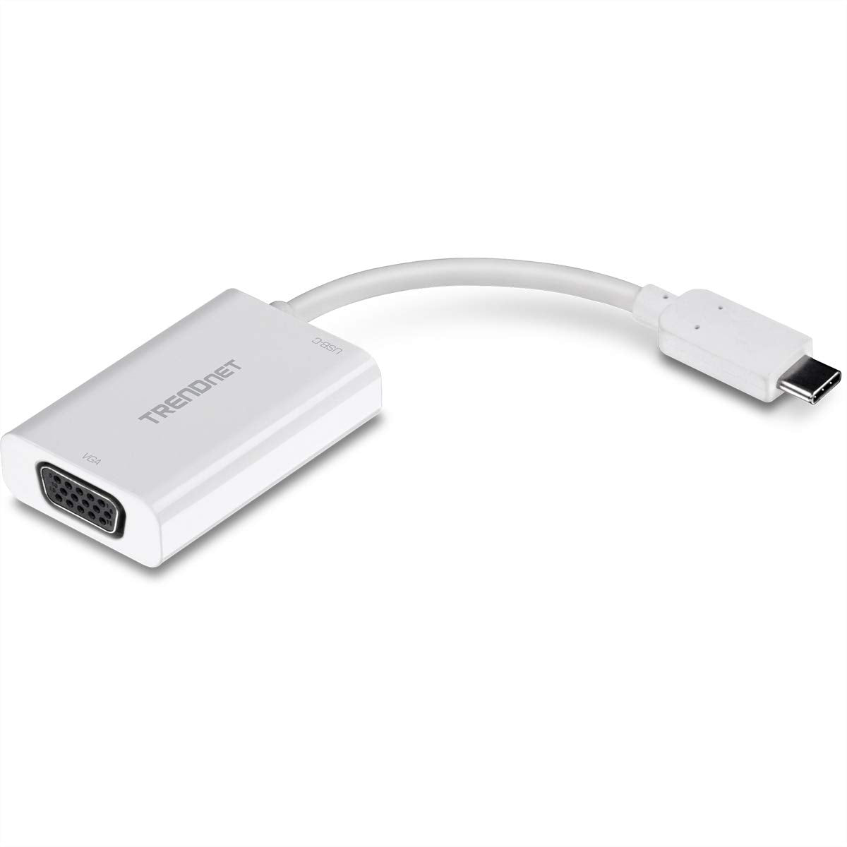 TRENDnet USB-C to VGA Adapter with Power Delivery, High Speed USB-C Connection, USB-C Power Delivery Compliant, Chrome, Windows 