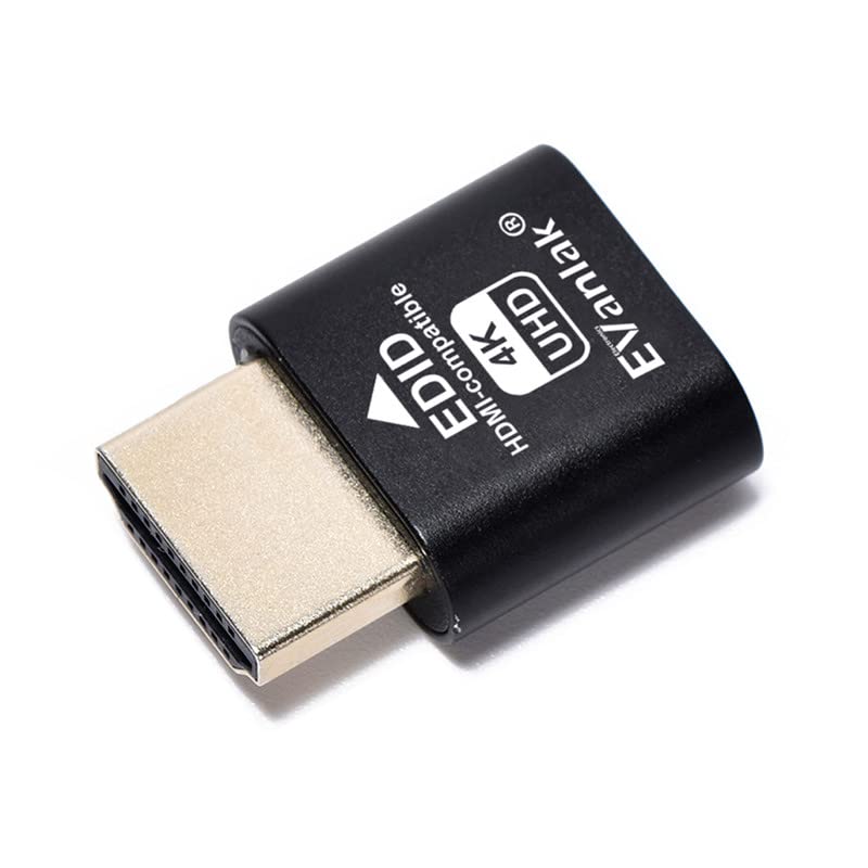 Evanlak Hdmi Dummy Plug Headless Ghost Display Emulator Premium Aluminum Pc(Fit Headless 3840X2160@60H New 3Rd) 1Pack