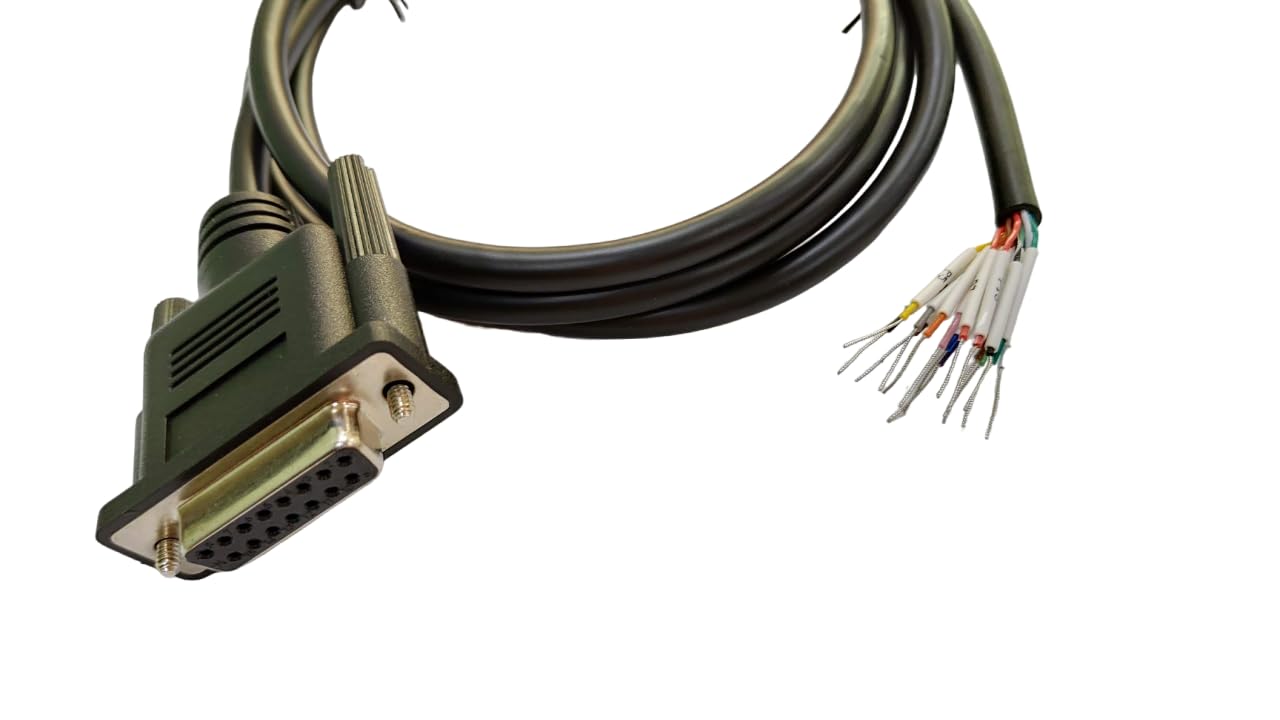 Compucableplususa.Com Best Industrial Serial Db15 D Sub15 Pin Female Rs232 Serial Cable With Bare Wire   28 Awg With Black Pvc J
