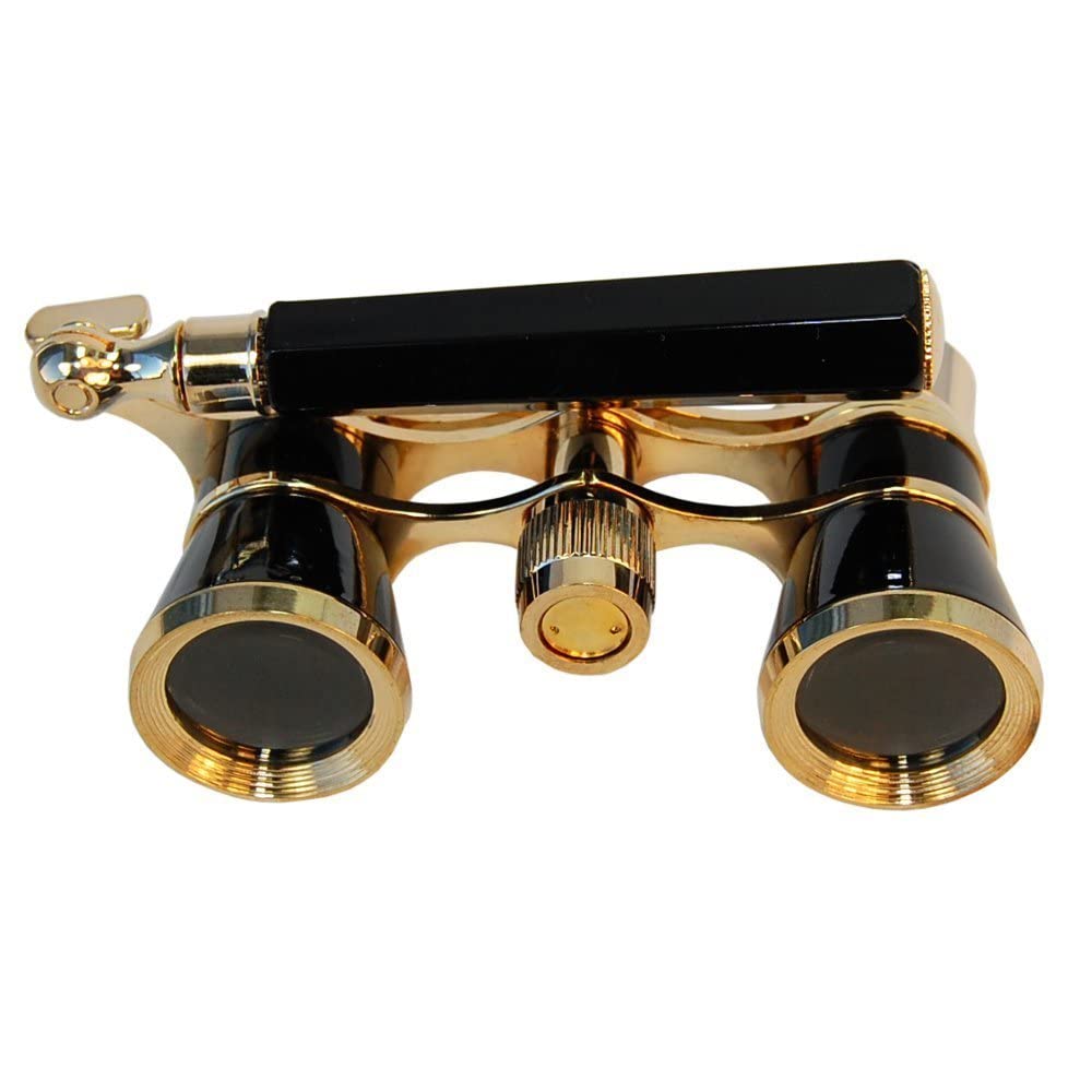 Hqrp Opera Glasses Black With Gold Color Trim Wbuilt In Extendable Handle In Gift Box
