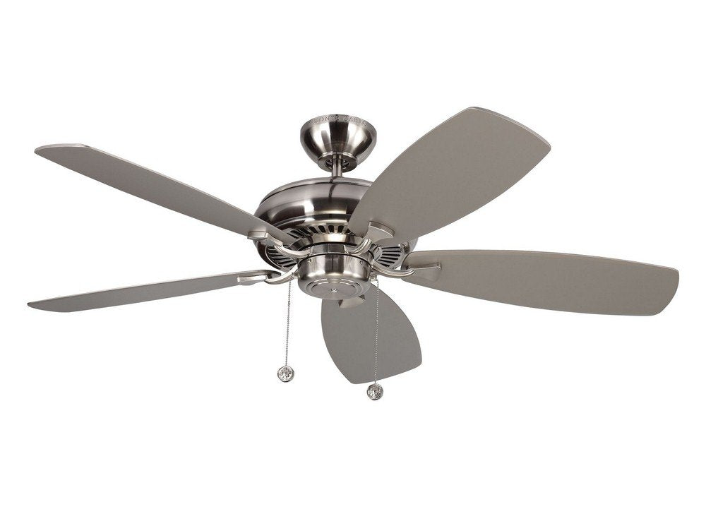 Monte Carlo 5LCM52BS Downrod Mount, 5 Silver Blades Ceiling fan with 63 watts light, Brushed Steel