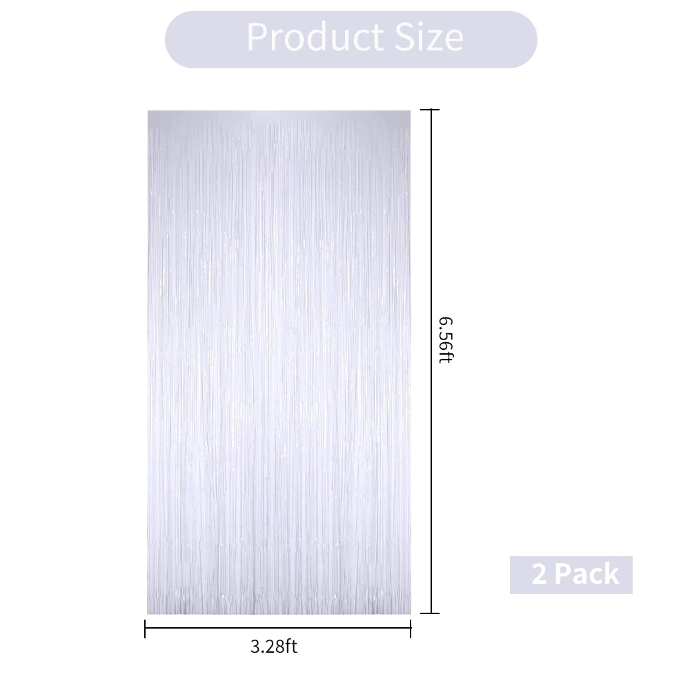 Beishida 2 Pcs White Door Streamers Tinsel Curtain Party Streamers Backdrop Fringe Foil Wall Background For Birthday Halloween C