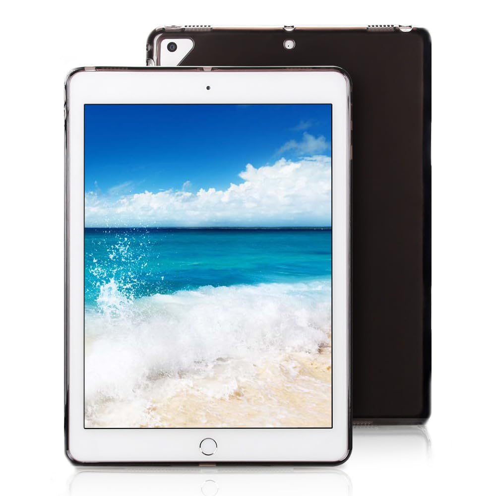 Asgens Case For Ipad Pro 12.9 2015/2017 Black Clear, Transparent Silicone Case Flexible Soft Tpu Silicone Protective Cover For