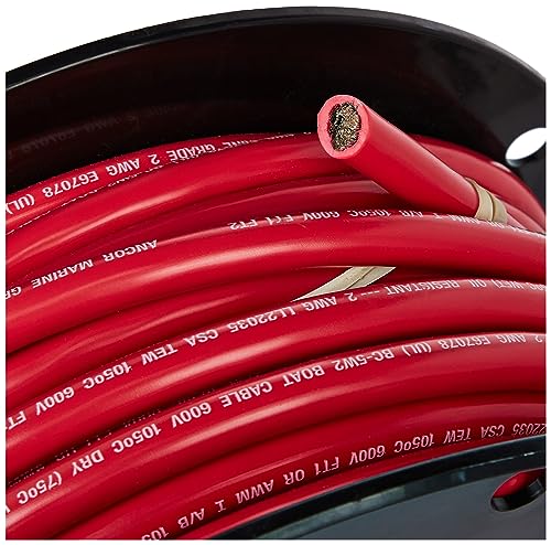 Ancor 114505 Tinned Copper Battery Cable, 2 Awg (32Mm2), Red - 50Ft,WBHDWB000NV2FWW