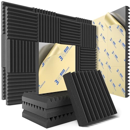 36 Pack Sound Proof Foam Panels for Wall with Self Adhesive, 2 X 12 X 12 High Density Acoustic Panels Sound Absorbing Quick-Reco