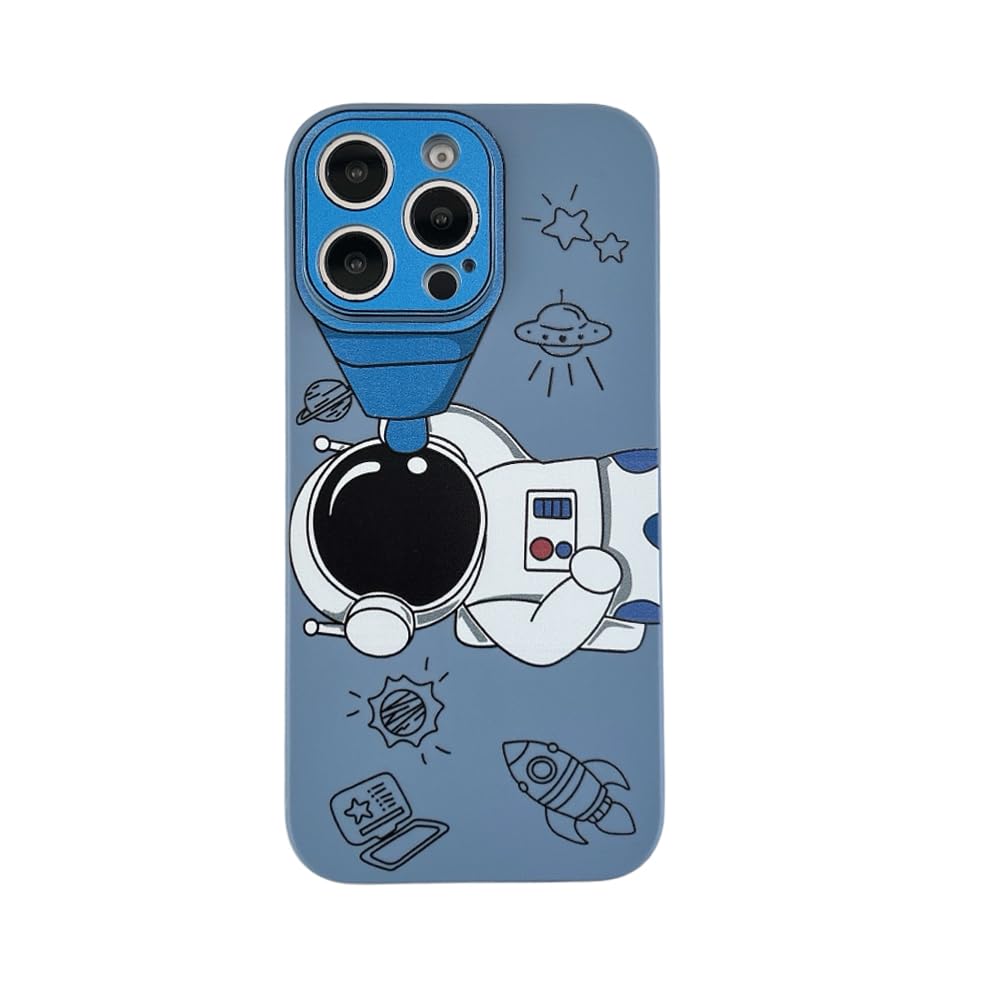 Yonds Queen iPhone 13 Pro Case Cartoon Astronaut Space Design Soft TPU Shockproof Blue
