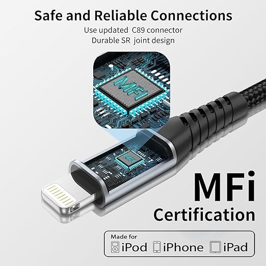 Acevien Short Iphone Charge Cable 6 Inch, 3Pack 0.5 Foot Usb To Lightning Cord Braided For Iphone 14 13 12 11 Pro Max Xs 8 7 6 5