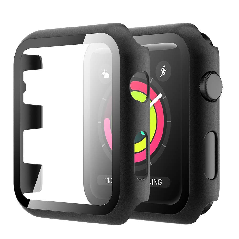 Simpeak 38mm Case Compatible with Apple Watch 38mm Series 3 Series 2 Series 1, Full Coverage and Slim Bumper Case Built-in Tempe