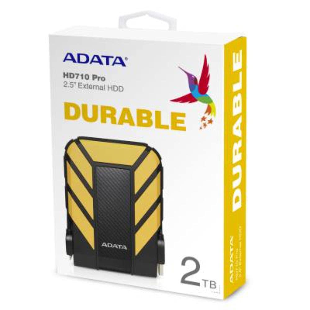Adata Hd710 Pro 2Tb Usb 3.1 Ip68 Waterproof/Shockproof/Dustproof Ruggedized External Hard Drive, Yellow (Ahd710P-2Tu31-Cyl)